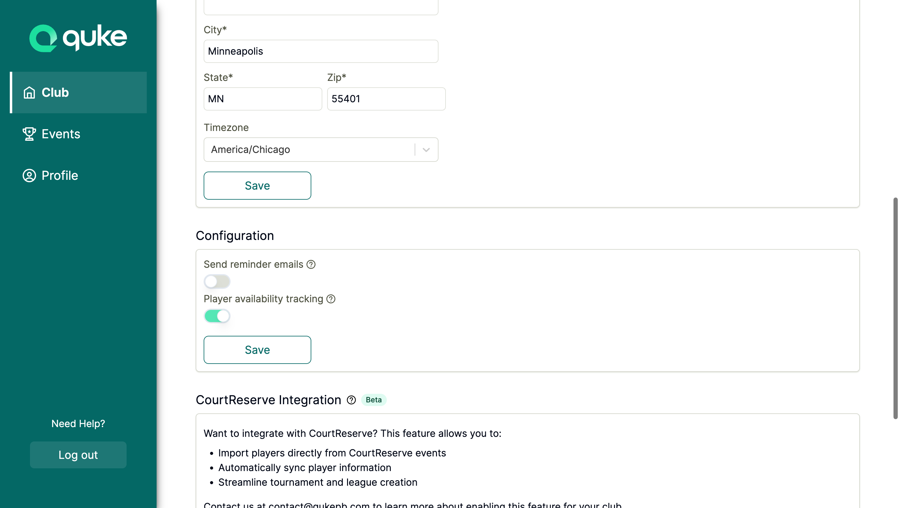 Club Settings - Player Availability Toggle